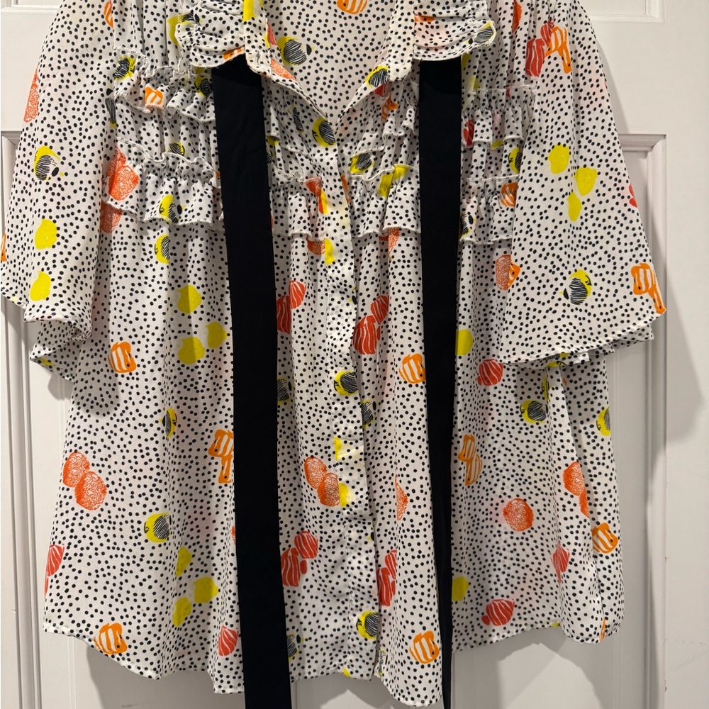 Zara Polka Dot Blouse with Colorful Accents - Picture 2 of 8